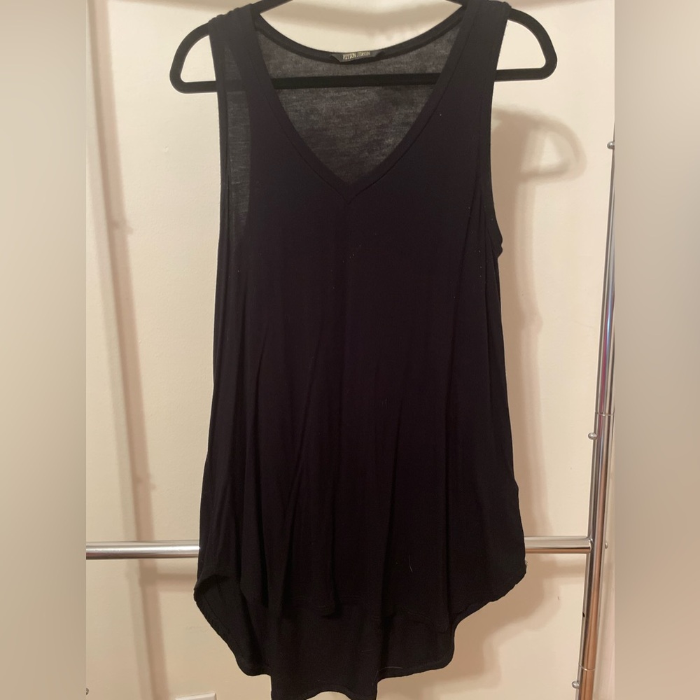 Black Asymmetrical Relaxed Tank Top